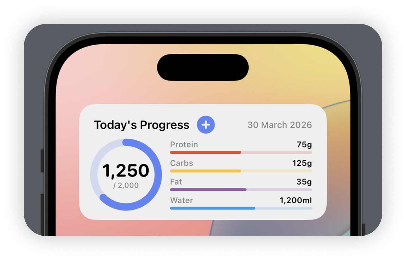 Daily intake and macro progress screenshot